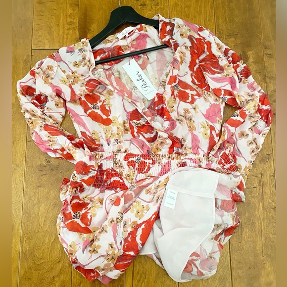 NWT Parker Pink & Red Printed Floral Mini Dress - Picture 5 of 8